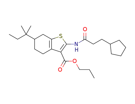 2-(3-cyclopentylpropanamido)-6-tert-pentyl-4,5,6,7-tetrahydrobenzo[b]thiophene-3-carboxylic acid propyl ester