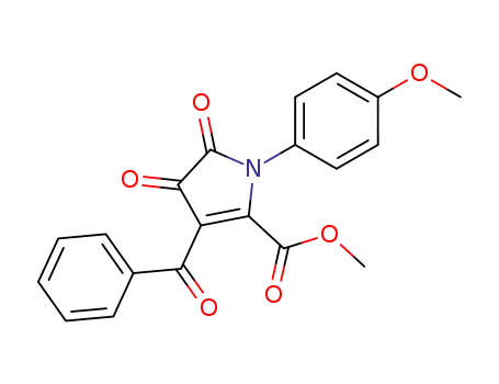 Molecular Structure of 113416-39-0 (1H-Pyrrole-2-carboxylic acid,
3-benzoyl-4,5-dihydro-1-(4-methoxyphenyl)-4,5-dioxo-, methyl ester)