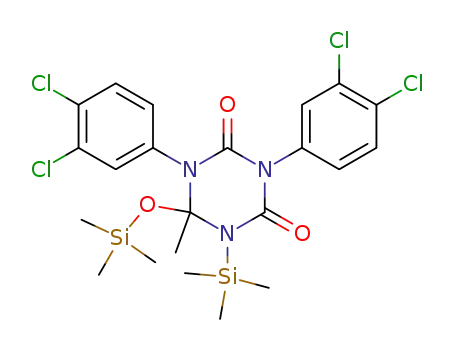 Molecular Structure of 96088-24-3 (1,3,5-Triazine-2,4(1H,3H)-dione,
1,3-bis(3,4-dichlorophenyl)dihydro-6-methyl-5-(trimethylsilyl)-6-[(trimeth
ylsilyl)oxy]-)