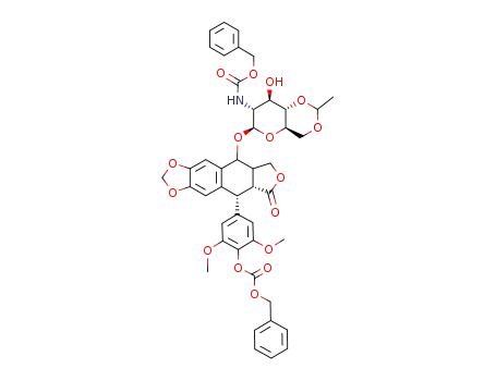 1-O-(2-benzyloxycarbonylamino-2-deoxy-4:6-O-ethylidene-β-D-glucopyranosyl)-4'-O-benzyloxycarbonyl-4'-O-demethyl-1-epipodophyllotoxin
