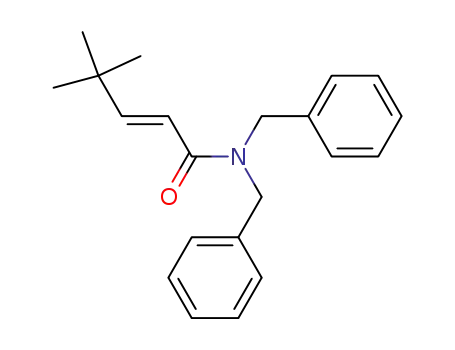 Molecular Structure of 252667-35-9 (2-Pentenamide, 4,4-dimethyl-N,N-bis(phenylmethyl)-, (2E)-)