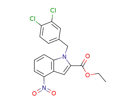 Molecular Structure of 220677-29-2 (Ethyl 1-(3,4-dichlorobenzyl)-4-nitro-1H-indole-2-carboxylate)