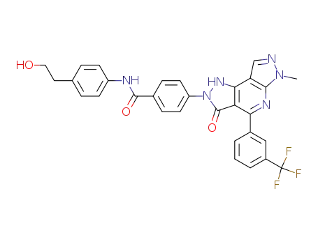 N-[4-(2-hydroxyethyl)phenyl]-4-(6-methyl-3-oxo-4-[3-(trifluoromethyl)phenyl]-3,6-dihydrodipyrazolo[3,4-b:3,4-d]pyridin-2(1H)-yl)benzamide