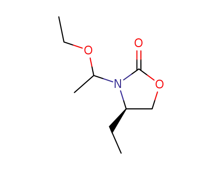 Molecular Structure of 634916-94-2 (2-Oxazolidinone, 3-(1-ethoxyethyl)-4-ethyl-, (4R)-)