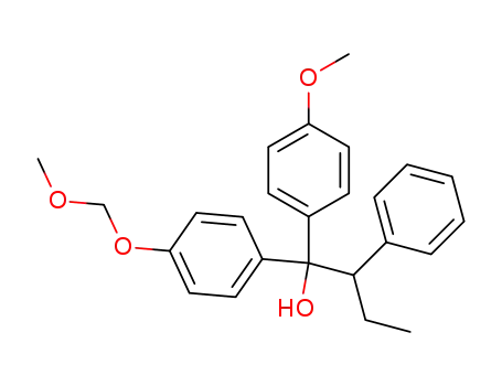 Molecular Structure of 671791-56-3 (Benzeneethanol,
b-ethyl-a-[4-(methoxymethoxy)phenyl]-a-(4-methoxyphenyl)-)