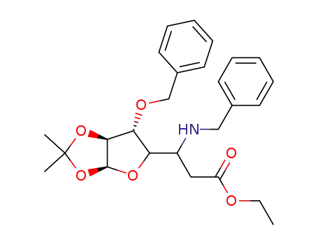 3-Benzylamino-3-((3aS,6R,6aS)-6-benzyloxy-2,2-dimethyl-tetrahydro-furo[2,3-d][1,3]dioxol-5-yl)-propionic acid ethyl ester