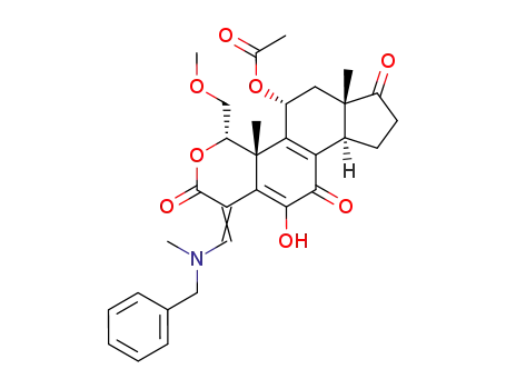 acetic acid 4-[(benzylmethylamino)methylene]-6-hydroxy-1α-methoxymethyl-10β,13β-dimethyl-3,7,17-trioxo-1,3,4,7,10,11β,12,13,14α,15,16,17-dodecahydro-2-oxa-cyclopenta[a]phenanthren-11-yl ester