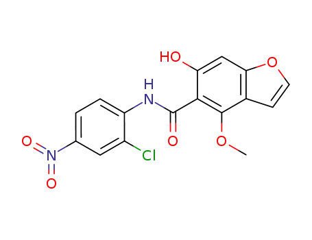 Molecular Structure of 914485-64-6 (5-Benzofurancarboxamide,
N-(2-chloro-4-nitrophenyl)-6-hydroxy-4-methoxy-)
