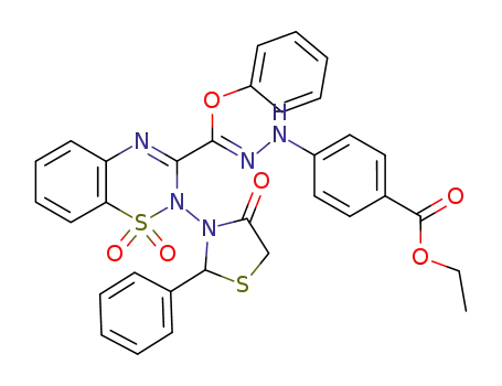 2-(4'-oxo-2'-phenyl-1',3'-thiazol-3'-yl)-3-[α-(p-carbethoxyphenylhydrazono)phenoxymethyl]-1,2,4-benzothiadiazine 1,1-dioxide