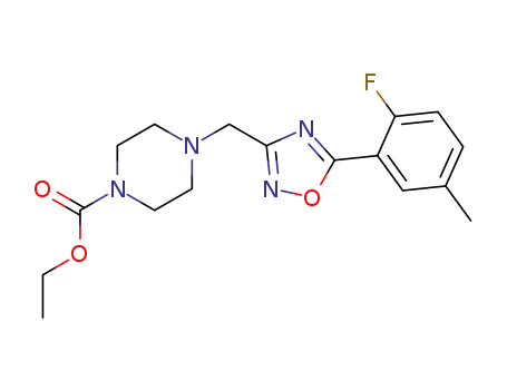 4-[5-(2-fluoro-5-methyl-phenyl)-[1,2,4]oxadiazol-3-ylmethyl]-piperazine-1-carboxylic acid ethyl ester
