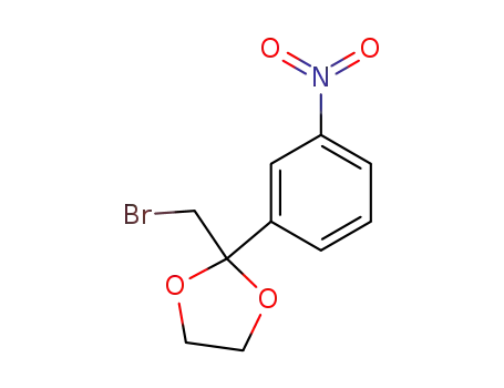Molecular Structure of 3418-27-7 (1,3-Dioxolane, 2-(bromomethyl)-2-(3-nitrophenyl)-)