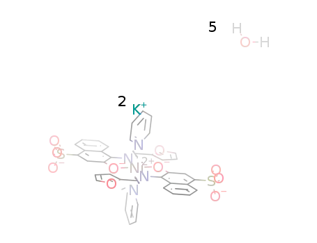 potassium bispyridinebis[N-(furfuryliden)-1-amino-2-oxidonaphthalene-4-sulfonato]nickel(II) pentahydrate