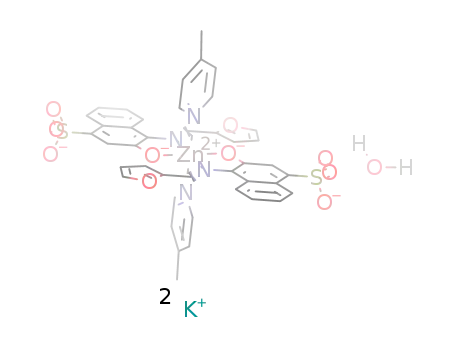 potassium bis(4-methylpyridine)bis[N-(furfuryliden)-1-amino-2-oxidonaphthalene-4-sulfonato]zinc(II) monohydrate