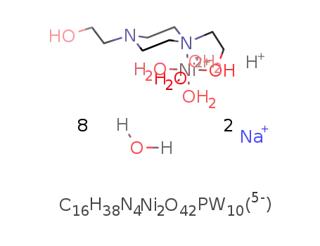 Na2[Ni(N,N'-bis(2-hydroxyethyl)piperazinium)(water)4][PW10Ni2O38(N,N'-bis(2-hydroxyethyl)piperazinium)2]*8(water)