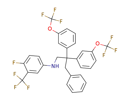 4-fluoro-N-(3-phenyl-2,2-bis(3-(trifluoromethoxy)phenyl)propyl)-3-(trifluoromethyl)benzenamine