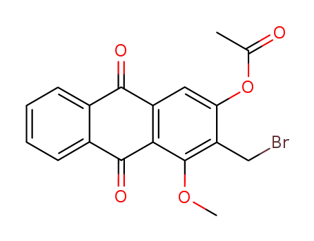 Molecular Structure of 63965-55-9 (9,10-Anthracenedione, 3-(acetyloxy)-2-(bromomethyl)-1-methoxy-)