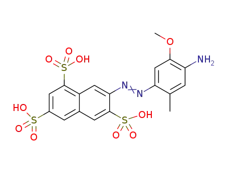 Molecular Structure of 101309-08-4 (1,3,6-Naphthalenetrisulfonic acid,
7-[(4-amino-5-methoxy-2-methylphenyl)azo]-)
