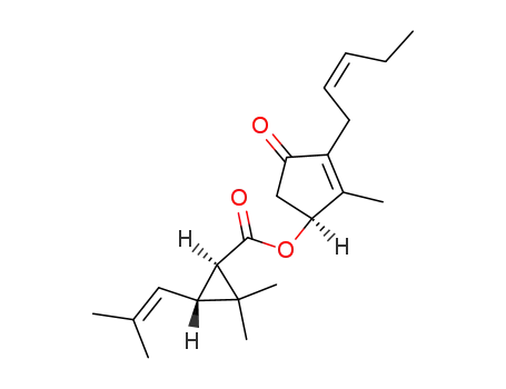 Molecular Structure of 4466-14-2 (Cyclopropanecarboxylic acid, 2,2-dimethyl-3-(2-methyl-1-propenyl)-, (1S)-2-methyl-4-oxo-3-(2Z)-2-pentenyl-2-cyclopenten-1-yl ester, (1R,3R)-)
