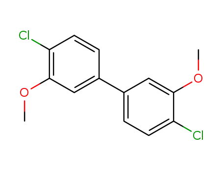 Molecular Structure of 66175-54-0 (1,1'-Biphenyl, 4,4'-dichloro-3,3'-dimethoxy-)
