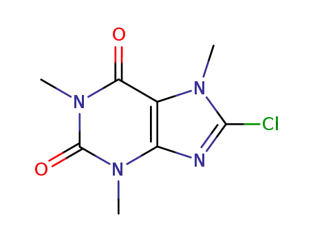 Molecular Structure of 4921-49-7 (8-chloro-3,7-dihydro-1,3,7-trimethyl-1H-purine-2,6-dione)