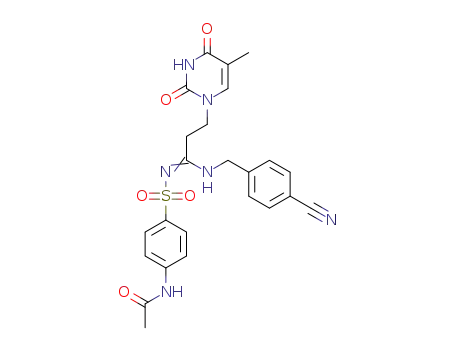 N1-(4-cyanobenzyl)-N2-(4-acetoamidobenzene-1-sulfonyl)-3-(5-methyl-2,4-dioxo-3,4-dihydropyrimidin-1(2H)-yl)propanamidine