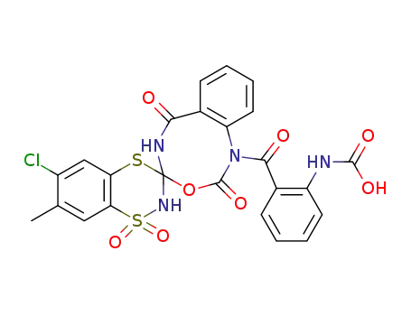 2-(6'-chloro-7'-methyl-1',1'-dioxo-2,6-dioxo-1,2,5,6-tetrahydro-2'H-spiro[benzo[d][1,3,7]oxadiazocine]-4,3'-[(1,4,2-benzodithiazine)]-1-ylcarbonyl)phenylcarbamic acid