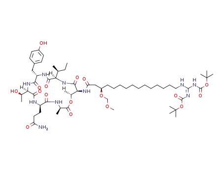 di-tert-butyl [(E){[(13R)-15-({(3R,6R,9R,12S,15R,18S,19R)-6-(3-amino-3-oxopropyl)-15-[(2S)-butan-2-yl]-12-(4-hydroxybenzyl)-9-[(1R)-1-hydroxyethyl]-3,19-dimethyl-2,5,8,11,14,17-hexaoxo-1-oxa-4,7,10,13,16-pentaazacyclononadecan-18-yl}amino)-13-(methoxymethoxy)-15-oxopentadecyl]amino}methylylidene]biscarbamate
