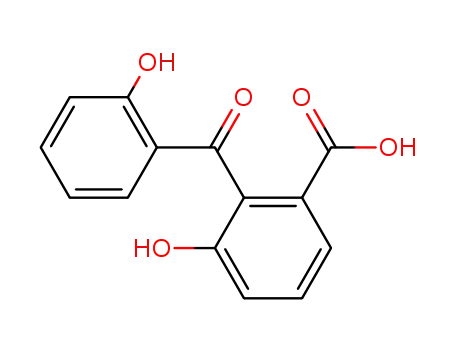 Molecular Structure of 89646-25-3 (Benzoic acid, 3-hydroxy-2-(2-hydroxybenzoyl)-)