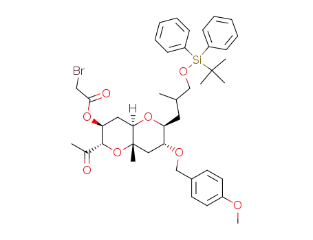 Bromo-acetic acid (2S,3S,4aR,6S,7R,8aS)-2-acetyl-6-[3-(tert-butyl-diphenyl-silanyloxy)-2-methyl-propyl]-7-(4-methoxy-benzyloxy)-8a-methyl-octahydro-pyrano[3,2-b]pyran-3-yl ester