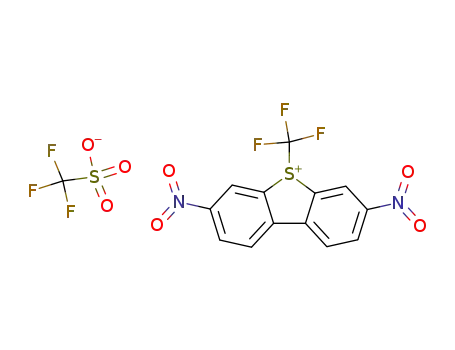 Molecular Structure of 129922-37-8 (S-(TRIFLUOROMETHYL)-3,7-DINITRODIBENZOTHIOPHENIUM TRIFLUOROMETHANESULFONATE)