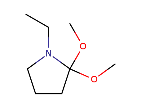 Molecular Structure of 84859-26-7 (Pyrrolidine, 1-ethyl-2,2-dimethoxy-)