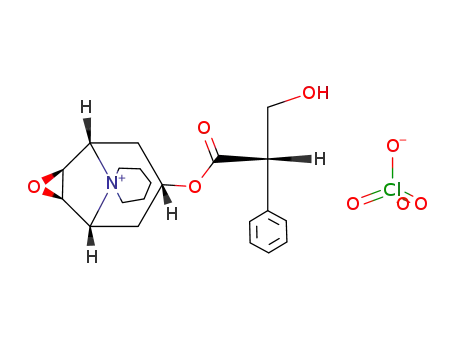 7t-((S)-3-hydroxy-2-phenyl-propionyloxy)-(1rN,2tH,4tH,5cN)-spiro[3-oxa-9-aza-tricyclo[3.3.1.02,4]nonanium-9,1'-piperidinium]; perchlorate