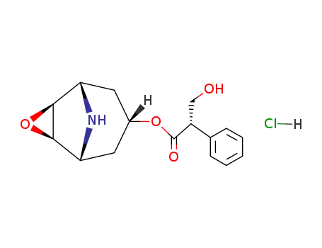 Molecular Structure of 24676-80-0 ((1R,4S,5S)-3-oxa-9-azatricyclo[3.3.1.0~2,4~]non-7-yl (2S)-3-hydroxy-2-phenylpropanoate hydrochloride)