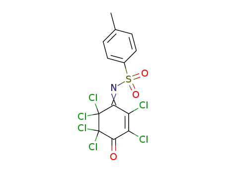 Molecular Structure of 141481-37-0 (Benzenesulfonamide,
N-(2,3,5,5,6,6-hexachloro-4-oxo-2-cyclohexen-1-ylidene)-4-methyl-)