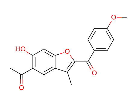 Molecular Structure of 106206-63-7 (Ethanone, 1-[6-hydroxy-2-(4-methoxybenzoyl)-3-methyl-5-benzofuranyl]-)