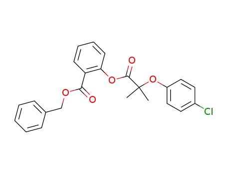 Molecular Structure of 90296-25-6 (Benzoic acid, 2-[2-(4-chlorophenoxy)-2-methyl-1-oxopropoxy]-,
phenylmethyl ester)