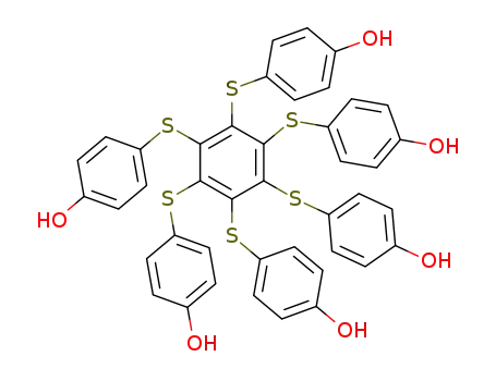 Molecular Structure of 113087-91-5 (Phenol,
4,4',4'',4''',4'''',4'''''-[1,2,3,4,5,6-benzenehexaylhexakis(thio)]hexakis-)