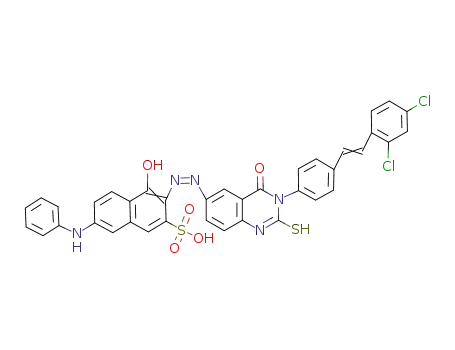 3-(3-{4-[(E)-2-(2,4-Dichloro-phenyl)-vinyl]-phenyl}-2-mercapto-4-oxo-3,4-dihydro-quinazolin-6-ylazo)-4-hydroxy-7-phenylamino-naphthalene-2-sulfonic acid