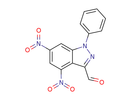Molecular Structure of 544676-41-7 (1H-Indazole-3-carboxaldehyde, 4,6-dinitro-1-phenyl-)