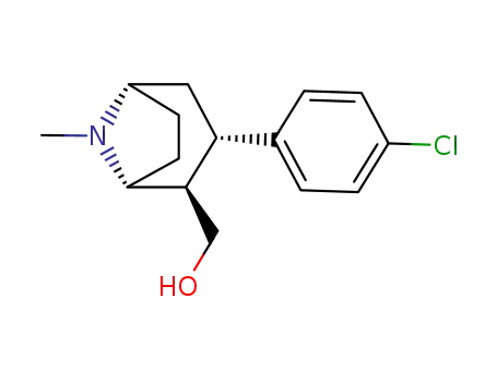 Molecular Structure of 173830-08-5 (8-Azabicyclo[3.2.1]octane-2-methanol, 3-(4-chlorophenyl)-8-methyl-,
(1R,2R,3S,5S)-)