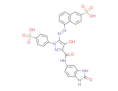 5-(6'-sulphonaphthyl)azo-1-(4'-sulphophenyl)-4-hydroxy-3-[N-(2'-oxobenzimidazol-5'-yl)carboxamide]pyrazole
