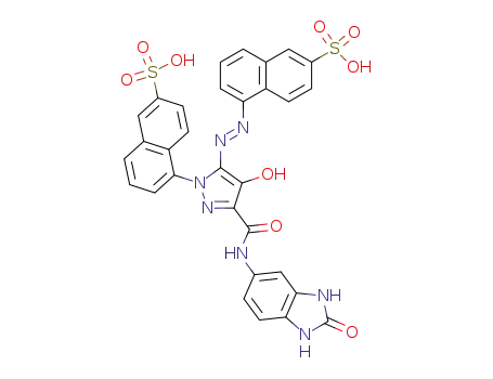 5-(6'-sulphonaphthyl)azo-1-(6'-sulphonaphthyl)-4-hydroxy-3-[N-(2'-oxobenzimidazol-5'-yl)carboxamide]pyrazole