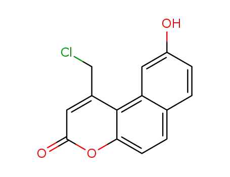 Molecular Structure of 861820-83-9 (3H-Naphtho[2,1-b]pyran-3-one, 1-(chloromethyl)-9-hydroxy-)