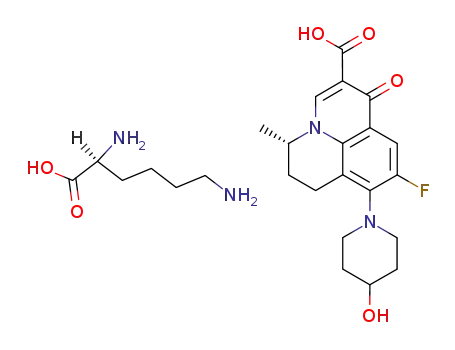 S-(-)-9-fluoro-6,7-dihydro-8-(4-hydroxypiperidin-1-yl)-5-methyl-1-oxo-1H,5H-benzo[i,j]quinolizine-2-carboxylic acid L-lysine salt