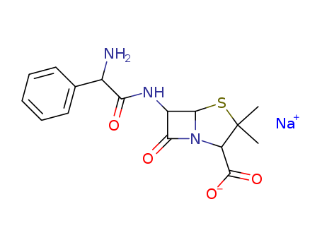 4-Thia-1-azabicyclo[3.2.0]heptane-2-carboxylicacid, 6-[[(2R)-2-amino-2-phenylacetyl]amino]-3,3-dimethyl-7-oxo-, sodium salt(1:1), (2S,5R,6R)-(69-52-3)