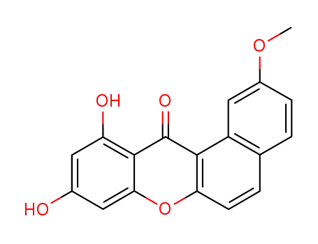 Molecular Structure of 58933-28-1 (12H-Benzo[a]xanthen-12-one,9,11-dihydroxy- 2-methoxy- )
