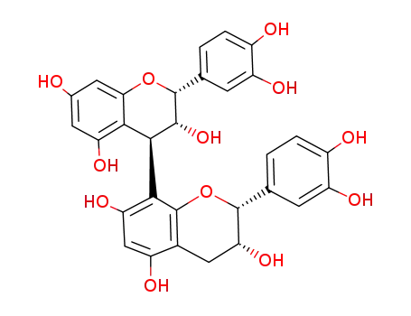 Molecular Structure of 29106-49-8 ([4,8'-Bi-2H-1-benzopyran]-3,3',5,5',7,7'-hexol,2,2'-bis(3,4-dihydroxyphenyl)-3,3',4,4'-tetrahydro-, (2R,2'R,3R,3'R,4R)-)