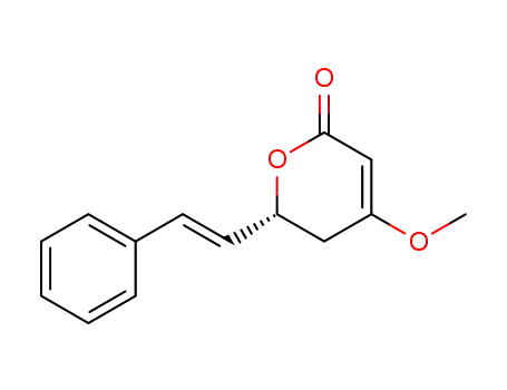 2H-Pyran-2-one, 5,6-dihydro-4-methoxy-6-styryl-, (+)-