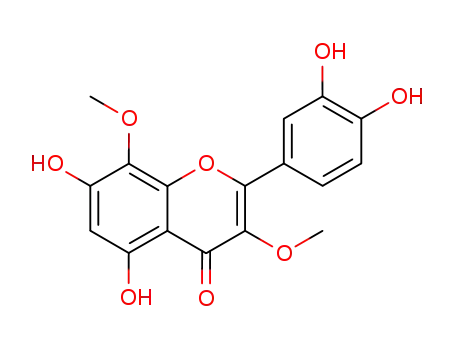 Molecular Structure of 4988-22-1 (2-(3,4-dihydroxyphenyl)-5,7-dihydroxy-3,8-dimethoxy-4H-chromen-4-one)
