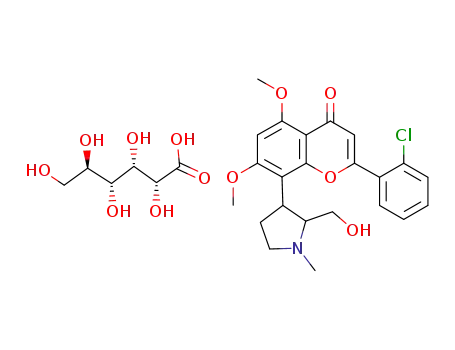 (+)-trans-2-(2-chlorophenyl)-8-(2-hydroxymethyl-1-methyl-pyrrolidin-3-yl)-5,7-dimethoxy-chromen-4-one gluconate